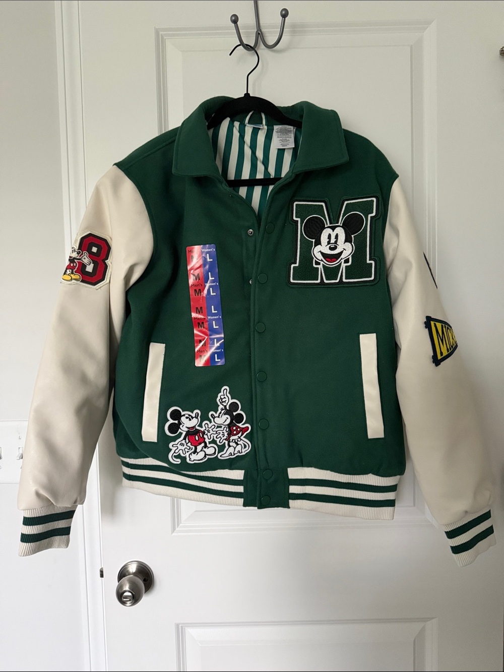 Mickey Mouse Green & Cream Adult Varsity Jacket